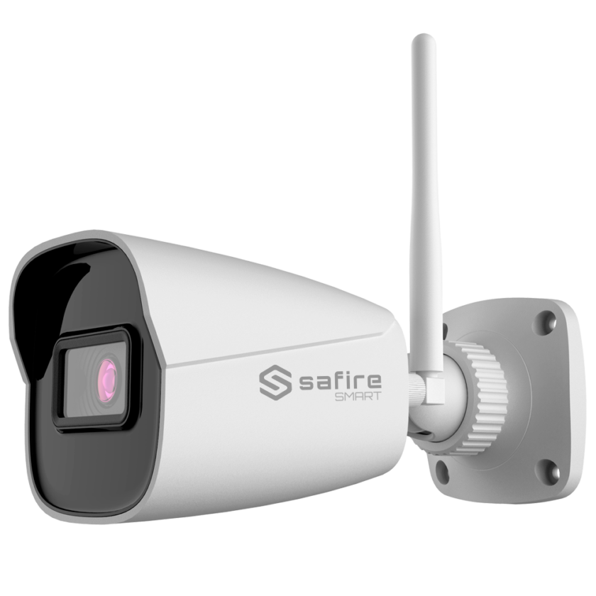 SF-IPB080A-4WE1 Safire Smart - Cámara Bullet WiFi E1 Inteligencia Artificial - Resolución 4 Megapíxel (2566x1440) - Lente 2.8 mm | Audio IN | IR 30m - AI: Clasificación de humano y vehículo - Impermeabilidad IP67 | PoE (IEEE802.3af)