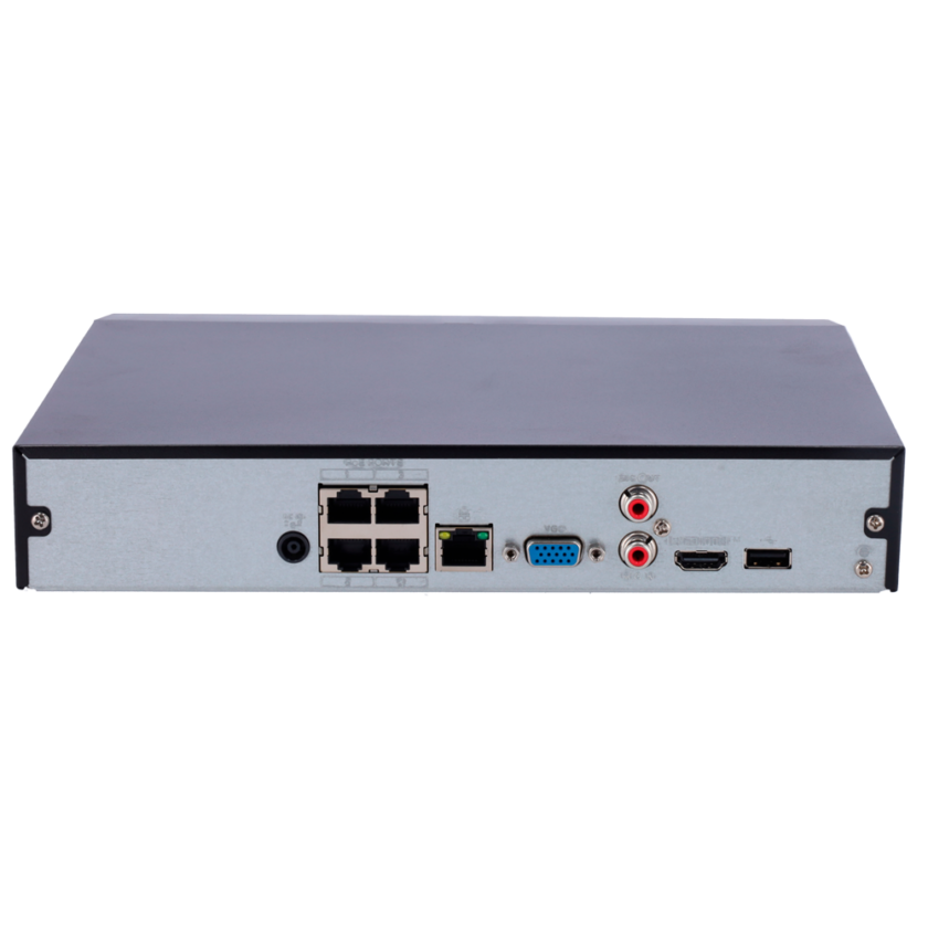 Grabador IP X-Security WizSense AI - 4 CH vídeo IP | 4 CH PoE - Resolución máxima grabación 12 Mpx - Ancho de banda 80 Mbps - Salida HDMI Full HD y VGA - Admite 1 disco duro