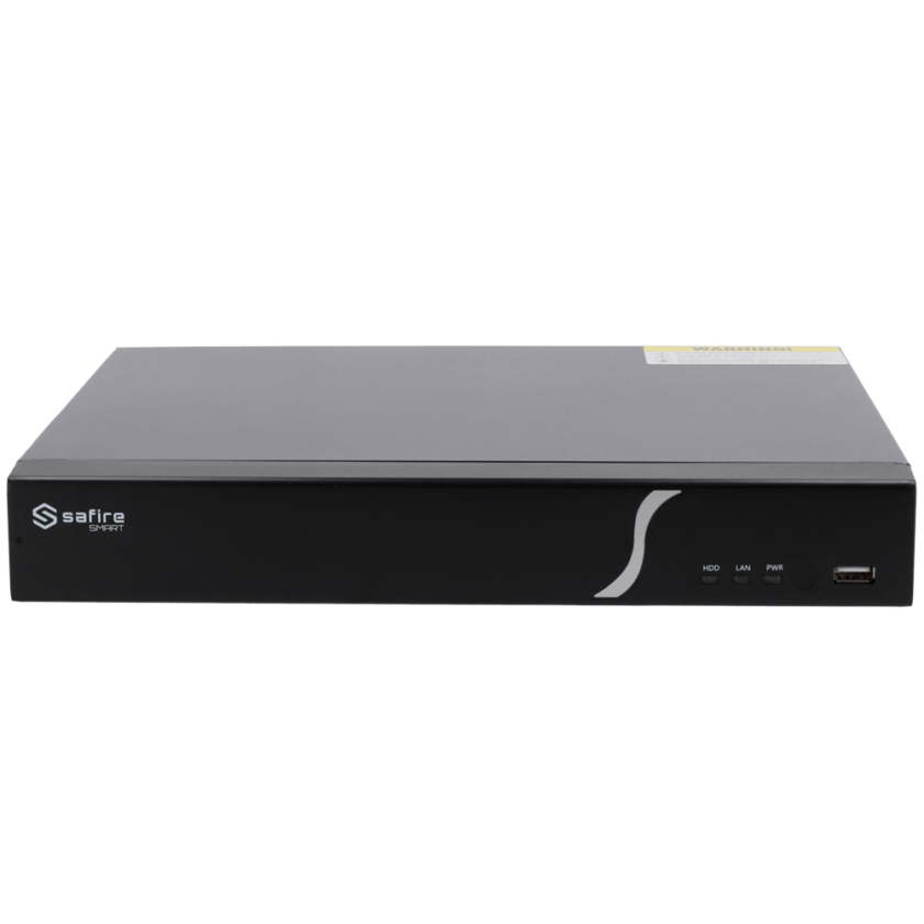 Safire Smart - Grabador NVR para cámaras IP gama B2 - 4CH vídeo / 4 Puertos PoE / Compresión H.265+ - Resolución hasta 8Mpx / Ancho de banda 80Mbps - Salida HDMI 4K y VGA / 1HDD - Detección facial / Búsquedas inteligentes