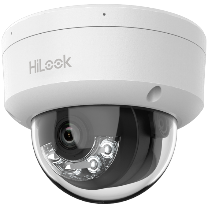 HiLook - Cámara Domo IP - Resolución 8 Megapixel (3840x2160) - Lente 2.8 mm | Micrófono integrado - Luz híbrida 30 m | PoE IEEE802.3af - Detección de movimiento 2.0 | IP67 | IK08