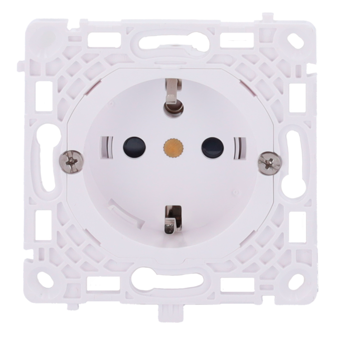 Enchufe básico tipo F - Alimentación 250 V AC 50/60 Hz - Hasta 3.6 kW (carga resistiva a 250 V) - Protección contra polvo y salpicaduras - Anti inserción de objetos - Sin control remoto