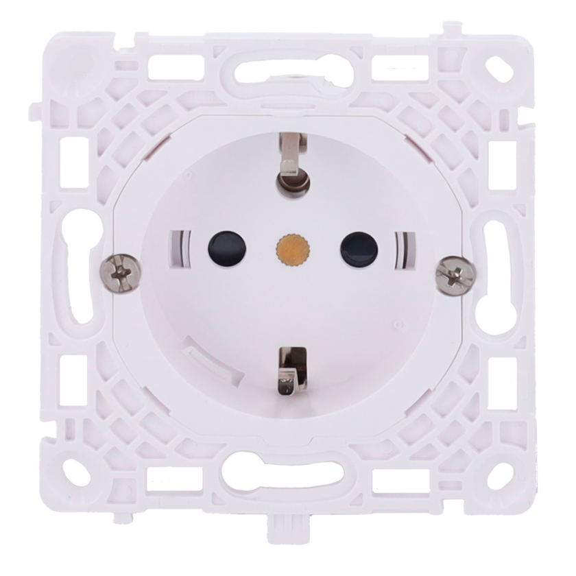 detalle1 Enchufe básico tipo F - Alimentación 250 V AC 50/60 Hz - Hasta 3.6 kW (carga resistiva a 250 V) - Protección contra polvo y salpicaduras - Anti inserción de objetos - Sin control remoto