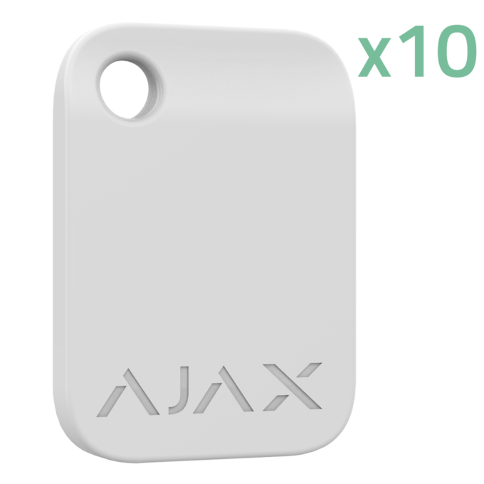 10XAJ-TAG-W Llavero de acceso sin contacto - 10 unidades - Tecnología Mifare DESFire® - Compatible con KeyPad Plus y KeyPad TouchScreen - Máxima seguridad y rápida identificación de usuarios - Color blanco -