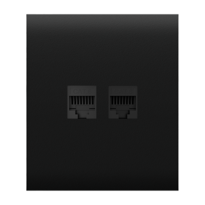 Tapa central para enchufe Ethernet - Compatible con AJ-OUTLETCORE-LAN-B - Requiere marco AJ-FRAME - Color negro