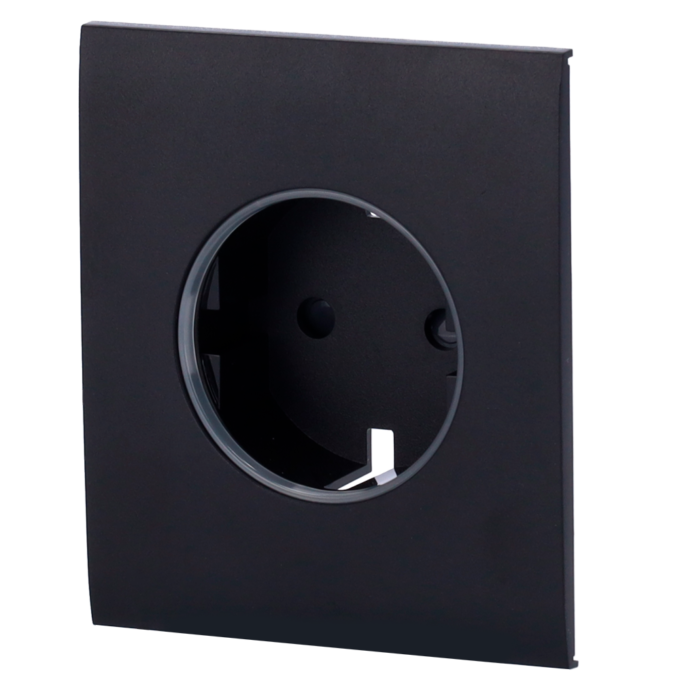 Tapa central para enchufe inteligente tipo F - Compatible con AJ-OUTLETCORE-SMART - Indicador LED sobre estado del enchufe y consumo - Botón táctil para control manual - Retroalimentación LED - Color negro