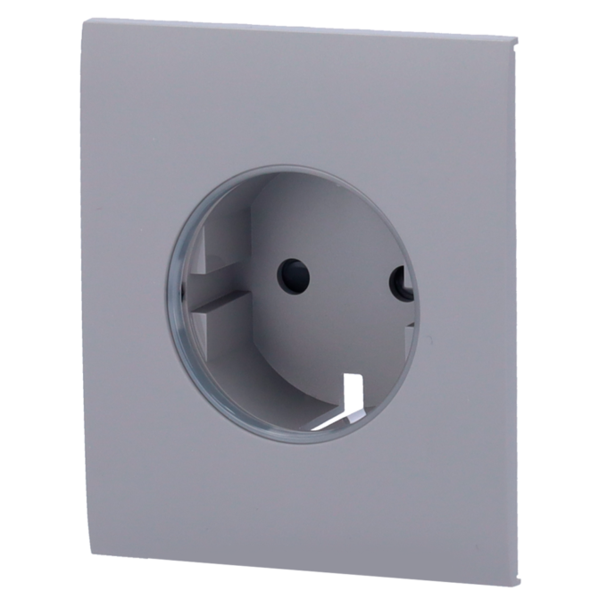Tapa central para enchufe inteligente tipo F - Compatible con AJ-OUTLETCORE-SMART - Indicador LED sobre estado del enchufe y consumo - Botón táctil para control manual - Retroalimentación LED - Color gris