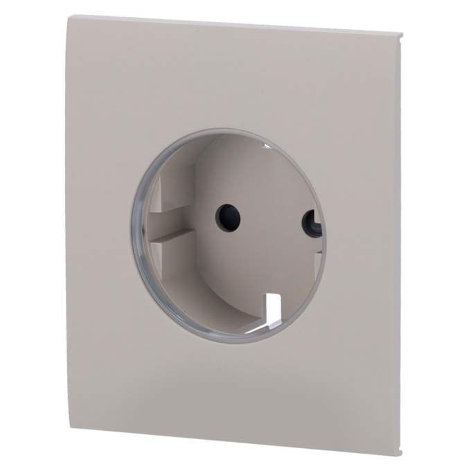 Tapa central para enchufe inteligente tipo F - Compatible con AJ-OUTLETCORE-SMART - Indicador LED sobre estado del enchufe y consumo - Botón táctil para control manual - Retroalimentación LED - Color oliva