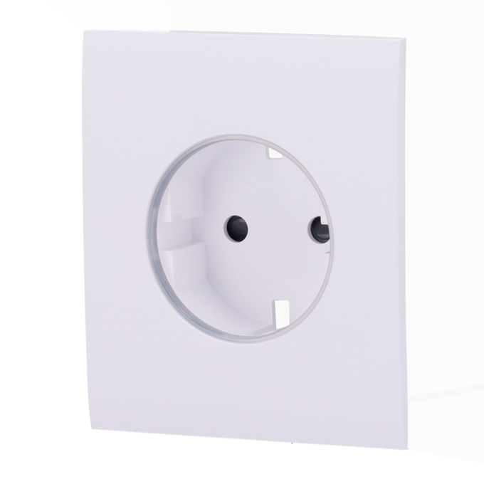 AJ-CENTERCOVER-SMART-W Tapa central para enchufe inteligente tipo F - Compatible con AJ-OUTLETCORE-SMART - Indicador LED sobre estado del enchufe y consumo - Botón táctil para control manual - Retroalimentación LED - Color blanco