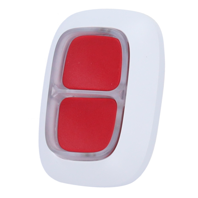 AJ-DOUBLEBUTTON-W Doble botón de pánico - Grado 2 - Inalámbrico 868 MHz Jeweller - Alcance espacio abierto 1300 m - Pulsación segura: doble o larga - Protección IP55 - Alimentación 1 pila CR2032 3.0 V