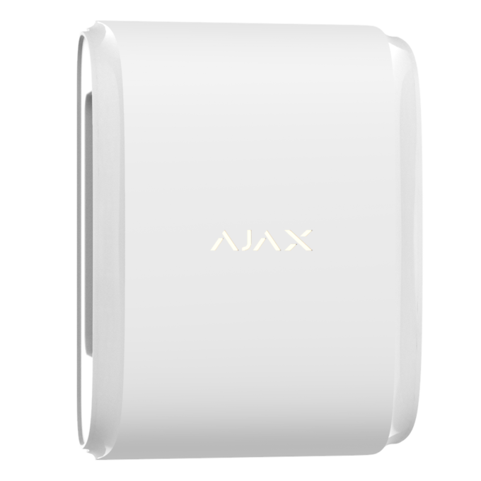 AJ-DUALCURTAINOUTDOOR-W Detector PIR cortina dual exterior - Grado 2 - Inalámbrico 868 MHz Jeweller - Antimasking - Alcance detección doble 4~15 m / 6º H / 90º V - Sensibilidad ajustable - Uso exterior IP54