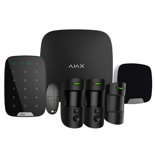 Kit de alarma profesional - Certificado Grado 2 - Comunicación Ethernet / dual SIM  - Inalámbrico 868 MHz Jeweller y Wings - Ajax HUB 2, 2 PIRCAM PhOD, 1 detector PIR - 1 mando, 1 teclado y 1 sirena interior