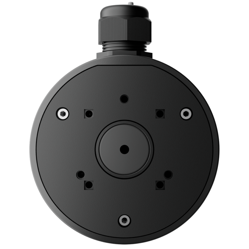 Caja de conexiones - Para cámaras Bullet, Domo y Turret Ajax - Apto para uso exterior - Instalación en techo o pared - Incluye prensacable - Color negro | 118 Ø × 59 (Fo) mm