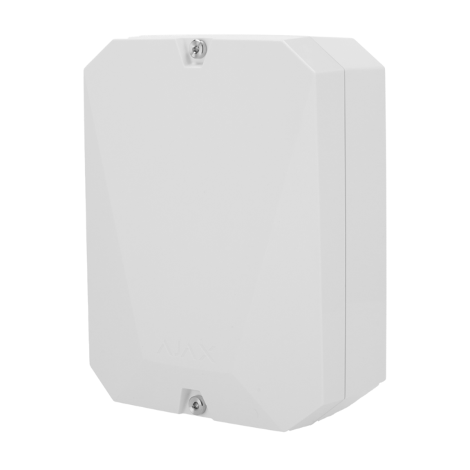 AJ-MULTITRANSMITTER-3EOL-W-NF Expansor vía radio - Certificado NFA2P y Grado 2 - Expansor de zonas cableadas vía radio - Inalámbrico 868 MHz Jeweller - Hasta 18 Entradas cableadas de alarma y tamper - Alarma configurable NC, NO, EOL, 2EOL, 3EOL - Doble salida de alimentación 12V / 1A