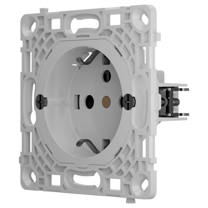 AJ-OUTLETCORE-BASIC-VERT Enchufe básico vertical tipo F - Alimentación 250 V AC 50/60 Hz - Hasta 3.6 kW (carga resistiva a 250 V) - Protección contra polvo y salpicaduras - Anti inserción de objetos - Sin control remoto