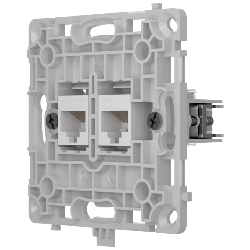 Enchufe Ethernet con dos puertos - Compatible con cables CAT.6 y CAT.5e  - Transmisión de datos a alta velocidad - Requiere tapa: SOLOCOVER-LAN / SIDECOVER-LAN - CENTERCOVER-LAN - Color blanco
