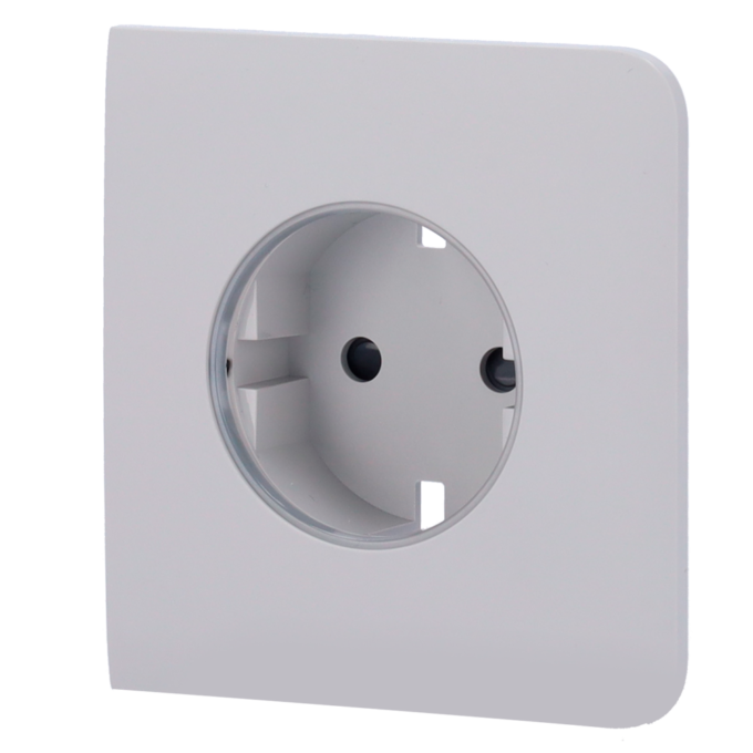Tapa lateral para enchufe inteligente tipo F - Compatible con AJ-OUTLETCORE-SMART - Indicador LED sobre estado del enchufe y consumo - Botón táctil para control manual - Retroalimentación LED - Color niebla