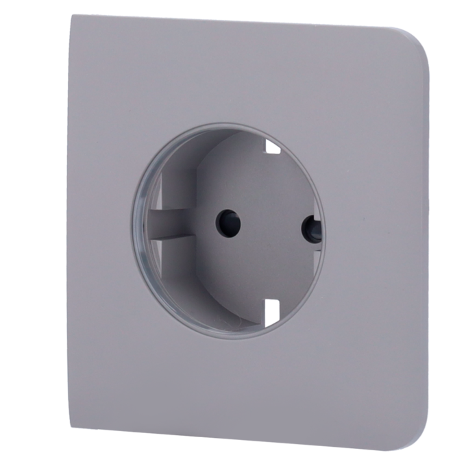 Tapa lateral para enchufe inteligente tipo F - Compatible con AJ-OUTLETCORE-SMART - Indicador LED sobre estado del enchufe y consumo - Botón táctil para control manual - Retroalimentación LED - Color gris
