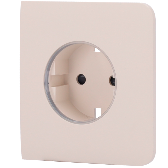 Tapa lateral para enchufe inteligente tipo F - Compatible con AJ-OUTLETCORE-SMART - Indicador LED sobre estado del enchufe y consumo - Botón táctil para control manual - Retroalimentación LED - Color marfil