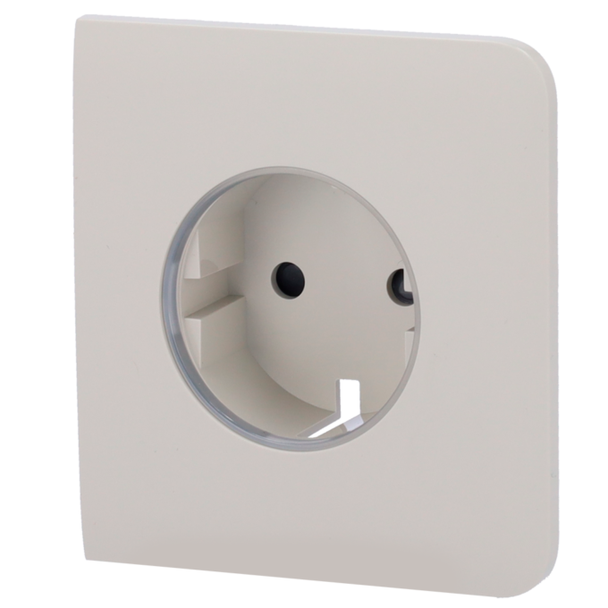 Tapa lateral para enchufe inteligente tipo F - Compatible con AJ-OUTLETCORE-SMART - Indicador LED sobre estado del enchufe y consumo - Botón táctil para control manual - Retroalimentación LED - Color ostra