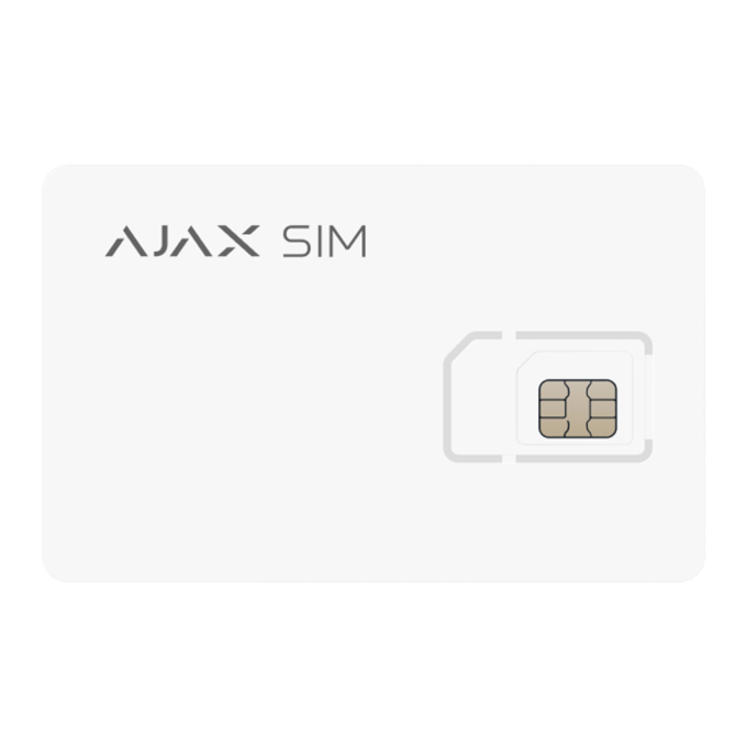 AJ-SIM Tarjeta SIM Ajax - GlobalSIM Multioperador - 2G/3G/4G (LTE) - Tarifa plana de datos - Compatible únicamente con paneles Ajax Hub - Selección automática de la red más potente