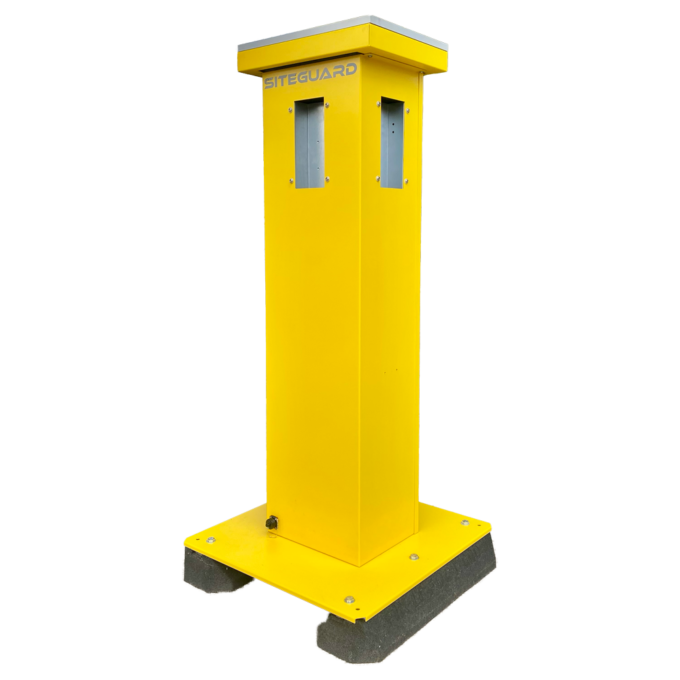 AJ-SITEGUARD-Y Torre para protección perimetral 360º - Alimentación solar / Foto verificación - Incluye panel solar y regulador MPPT - Base con 2 bloques antivibración - Conexionado para batería de respaldo plomo 12 V - Compatible con sistema Ajax