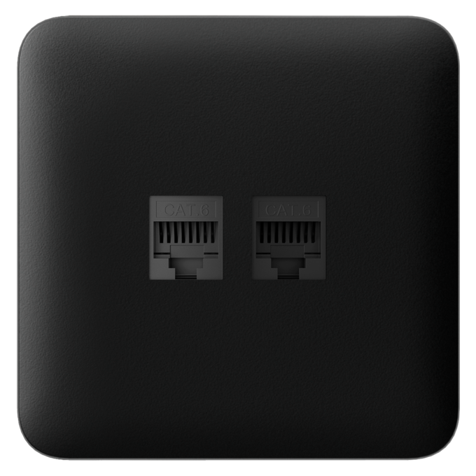AJ-SOLOCOVER-LAN-B Tapa lateral para enchufe Ethernet - Compatible con AJ-OUTLETCORE-LAN-B - Incluye marco individual - Color negro