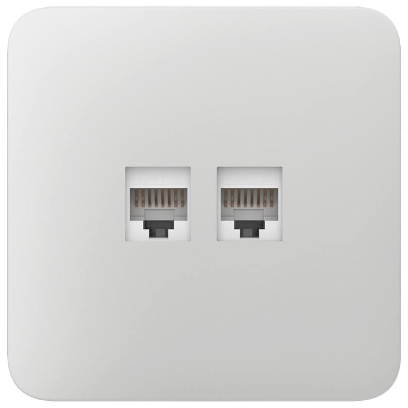 Tapa lateral para enchufe Ethernet - Compatible con AJ-OUTLETCORE-LAN-W - Incluye marco individual - Color blanco