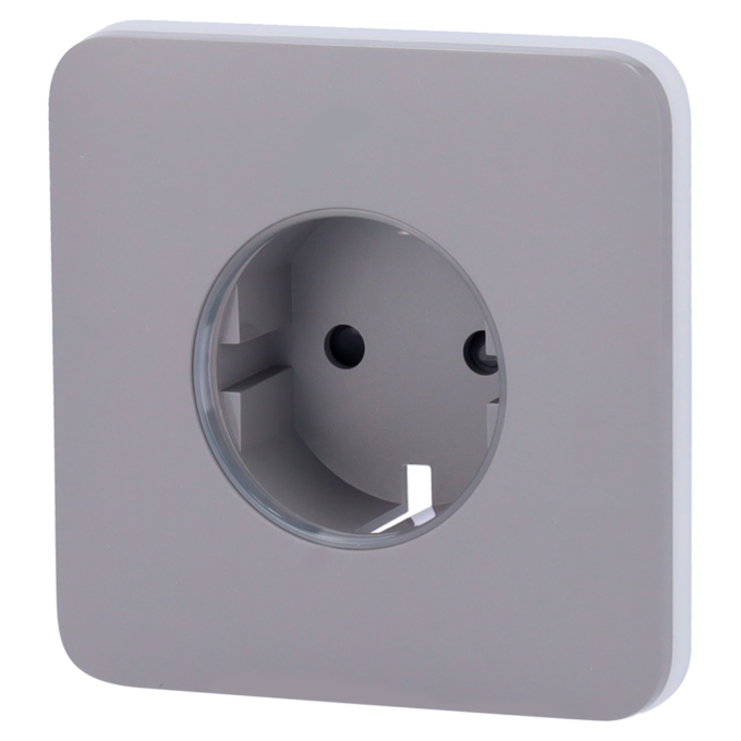 Tapa frontal para enchufe inteligente tipo F - Compatible con AJ-OUTLETCORE-SMART - Indicador LED sobre estado del enchufe y consumo - Botón táctil para control manual - Retroalimentación LED - Color gris