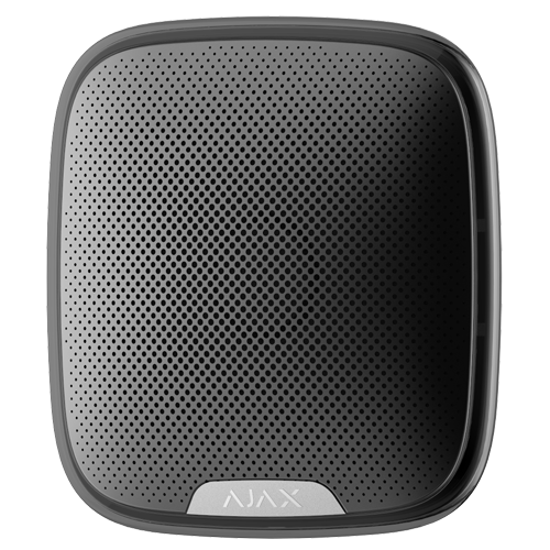 AJ-STREETSIREN-B Sirena para exterior - Certificado grado 2 - Inalámbrico 868 MHz Jeweller - Presión sonora máxima 113 dB - LED señalización - Alimentación 12 VDC/ 4 pilas CR123A 3.0 V