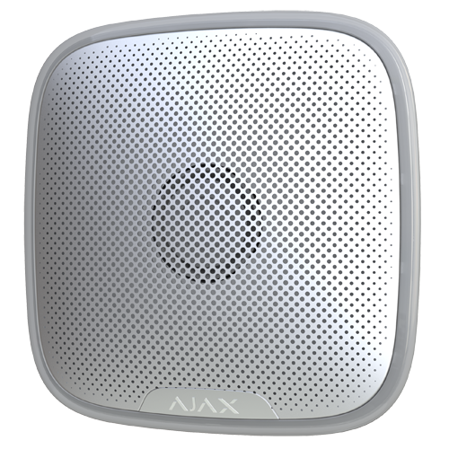 Sirena para exterior - Certificado grado 2 - Inalámbrico 868 MHz Jeweller - Presión sonora máxima 113 dB - LED señalización - Alimentación 12 VDC/ 4 pilas CR123A 3.0 V