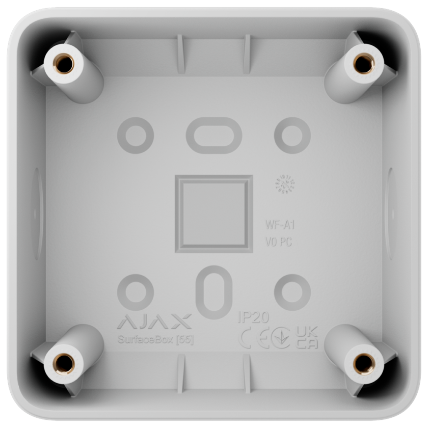 Caja de montaje para un dispositivo - Uso interiores - Compatible con AJ-SOLOBUTTON o AJ-SOLOCOVER - Factor de forma europeo 55 - Colo blanco