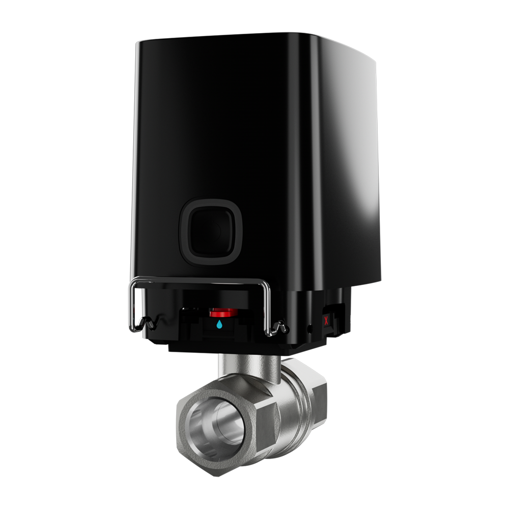 Electroválvula de cierre de agua - Válvula Bonomi de 1" (DN 25) - Compatible con tuberías de agua caliente y fría - Cierre de la válvula en menos de 5 segundos - Admite escenarios de automatización - Alimentación 4 baterías CR123A o a 7,5~14 VDC