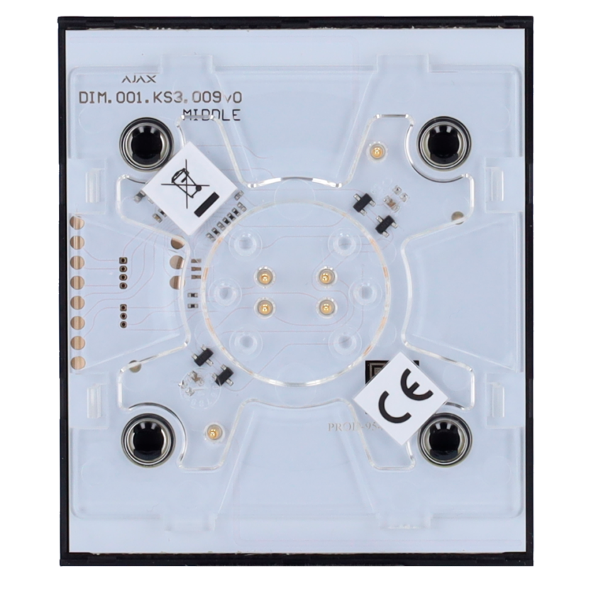 Panel táctil para interruptor de luz regulable - Compatible con AJ-LIGHTCORE-DIMMER - Retroiluminación LED - Panel táctil central sin contacto - Color negro - Ajax - LightSwitch CenterButton (Dimmer)