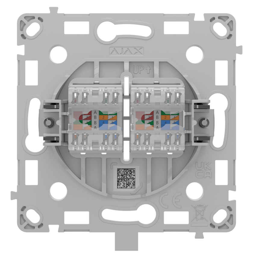 Enchufe Ethernet con dos puertos - Compatible con cables CAT.6 y CAT.5e  - Transmisión de datos a alta velocidad - Requiere tapa: SOLOCOVER-LAN / SIDECOVER-LAN - CENTERCOVER-LAN - Color blanco