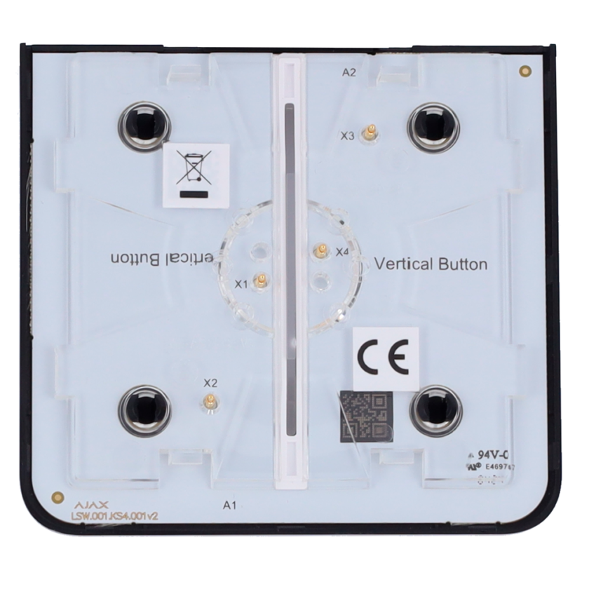 Panel táctil para interruptor de luz doble - Compatible con AJ-LIGHTCORE-2G-VERT - Retroiluminación LED - Panel táctil lateral sin contacto - Color negro - Ajax - LightSwitch SideButton Vertical