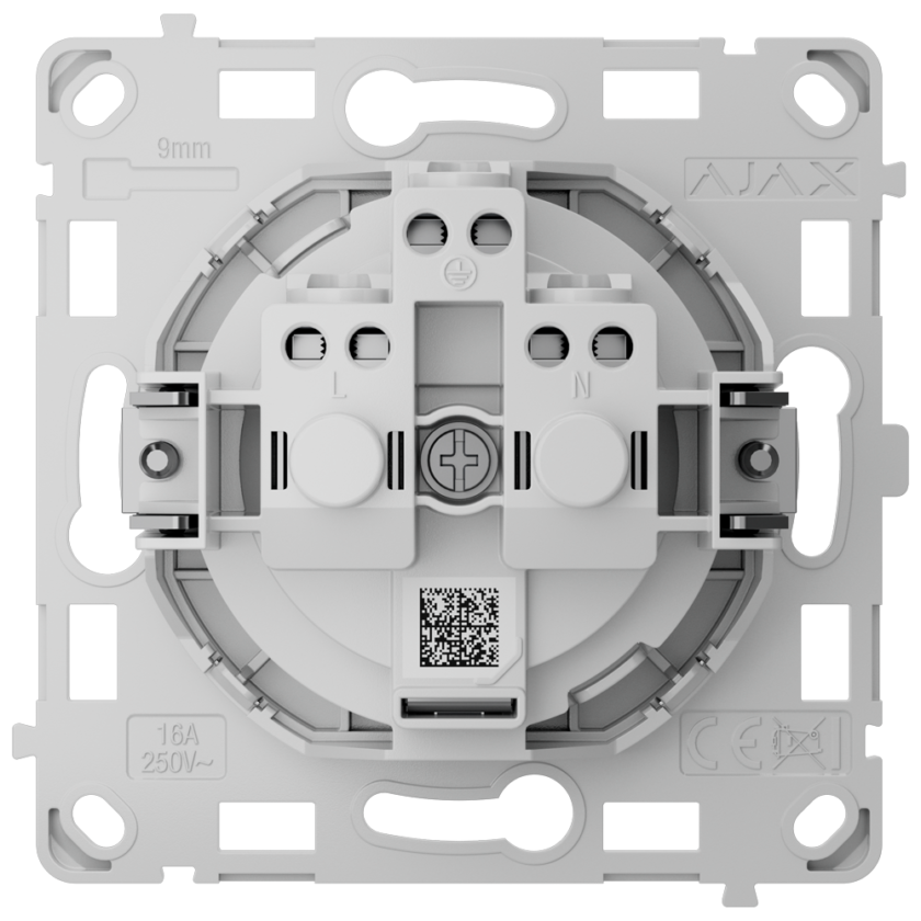 Enchufe básico vertical tipo F - Alimentación 250 V AC 50/60 Hz - Hasta 3.6 kW (carga resistiva a 250 V) - Protección contra polvo y salpicaduras - Anti inserción de objetos - Sin control remoto