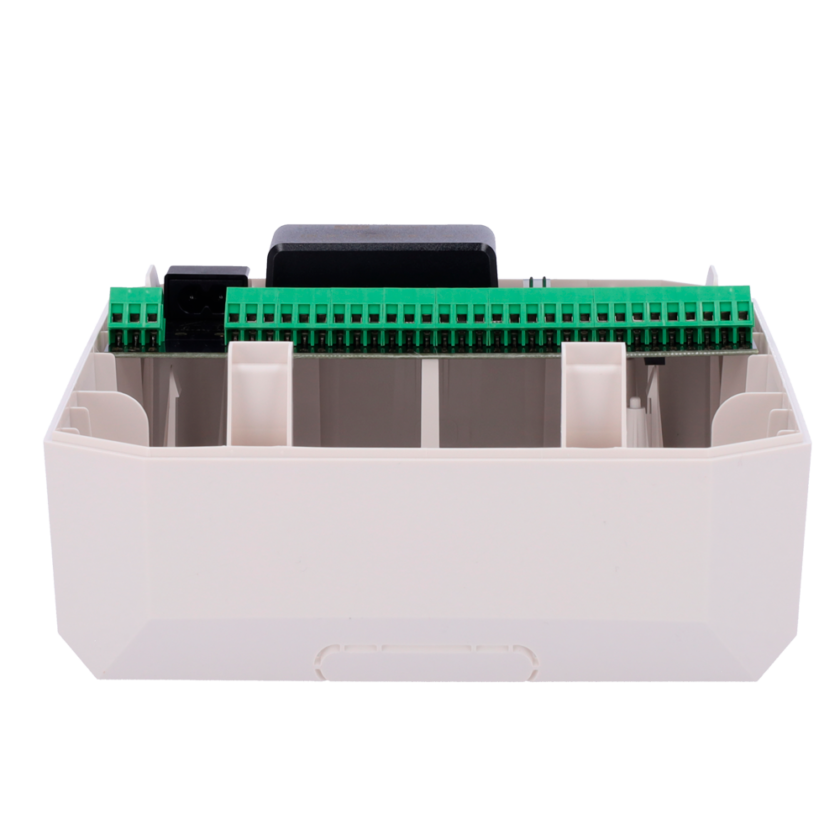 Expansor vía radio - Certificado NFA2P y Grado 2 - Expansor de zonas cableadas vía radio - Inalámbrico 868 MHz Jeweller - Hasta 18 Entradas cableadas de alarma y tamper - Alarma configurable NC, NO, EOL, 2EOL, 3EOL - Doble salida de alimentación 12V / 1A