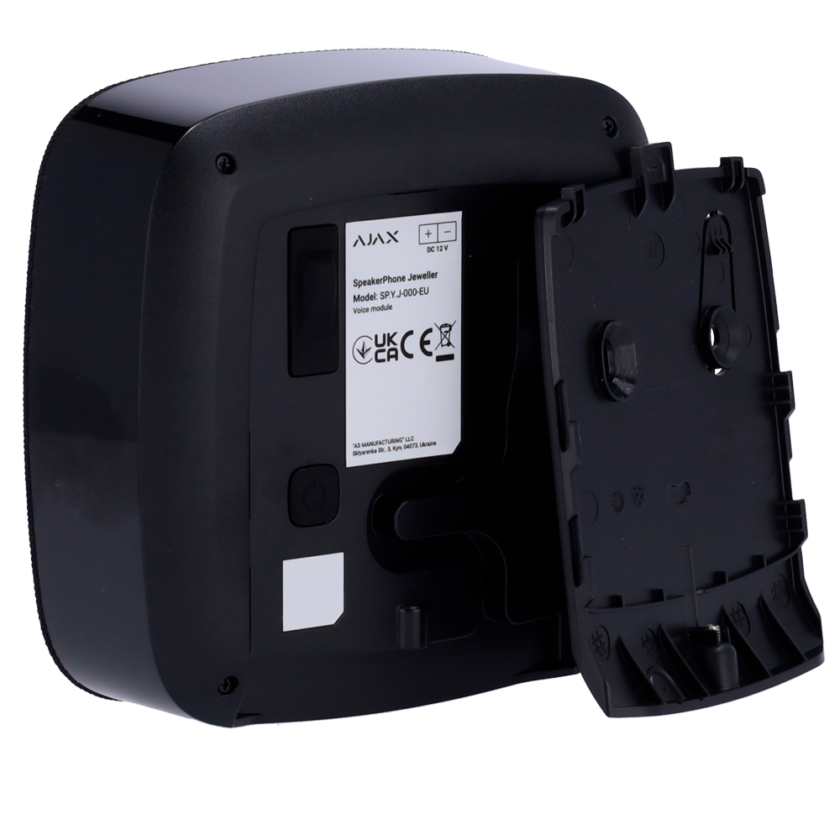 Módulo de voz inalámbrico - Inalámbrico 868 MHz Jeweller - Presión sonora máxima 103 dB - Alimentación 4 pilas CR123A 3.0 V - Optimización de voz con IA - Soporte con tornillo de fijación