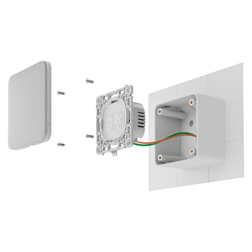 Caja de montaje para un dispositivo - Uso interiores - Compatible con AJ-SOLOBUTTON o AJ-SOLOCOVER - Factor de forma europeo 55 - Colo blanco