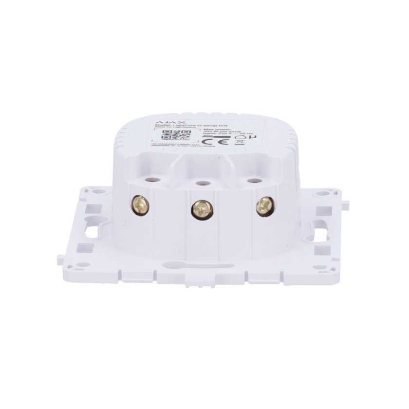 Relé para interruptor de luz inteligente doble  - Inalámbrico 868 MHz Jeweller - Alcance de comunicación hasta 1100 m - Alimentación 230 V AC 50 Hz - Sin necesidad de cable neutro - Ajax - LightSwitch LightCore (2 Gang)