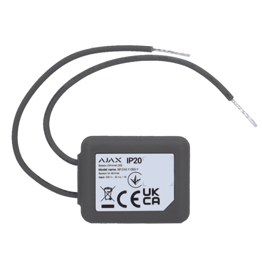 Bypass para luz regulable - Evita parpadeo de luz - Compatible con AJ-LIGHTCORE-DIMMER - Alimentación 230 V AC 50 Hz - Ajax - LightSwitch Bypass (Dimmer)