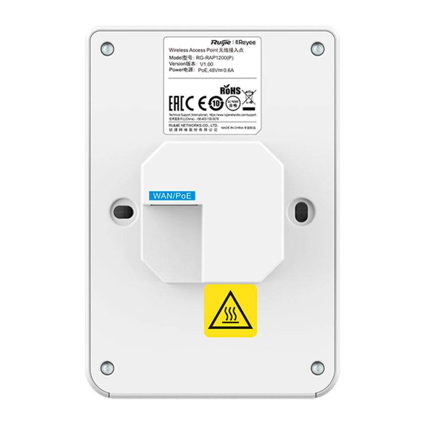 Punto de Acceso Reyee de Pared AC1200 con 5 puertos Gigabit y PoE Passthrough