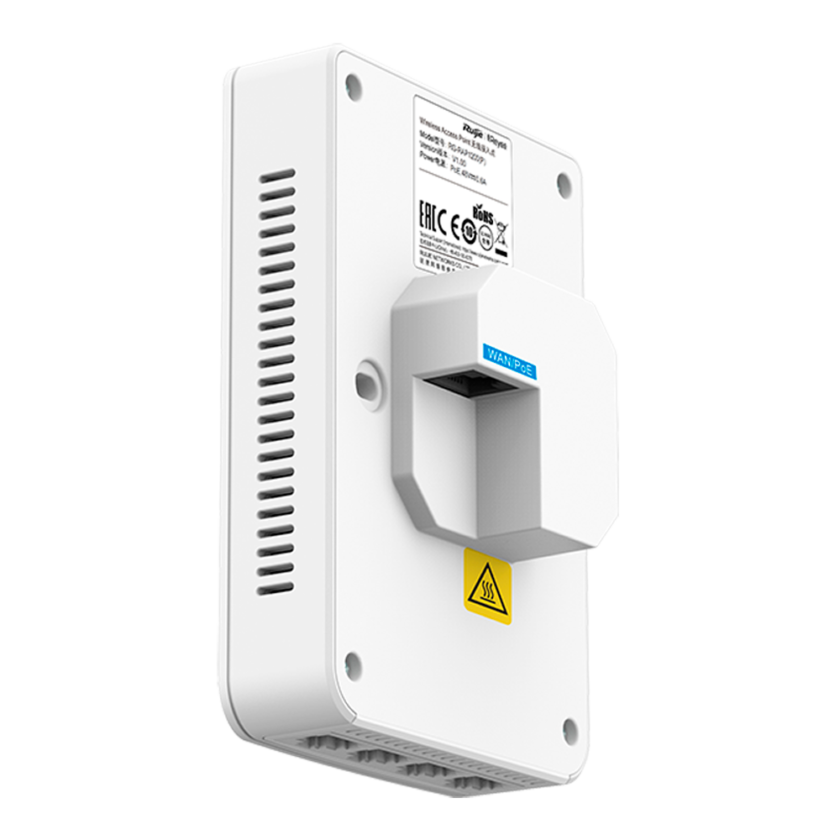 Punto de Acceso Reyee de Pared AC1200 con 5 puertos Gigabit y PoE Passthrough