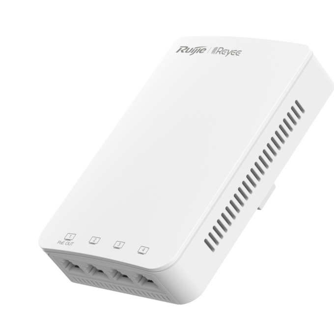 Punto de Acceso Reyee de Pared AC1200 con 5 puertos Gigabit y PoE Passthrough