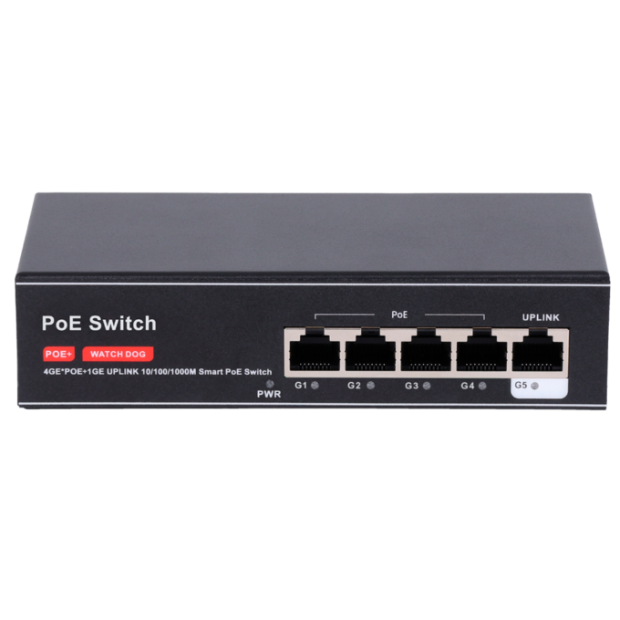 Switch PoE 4 Puertos Gigabit con 60W - Ideal para kits de hasta 4 cámaras IP
